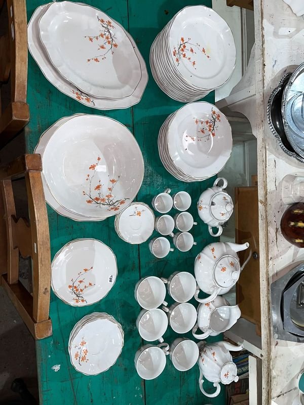 Juego de Porcelana Olmos Uruguay: Vajilla Completa con Tazas, Platos y Fuentes