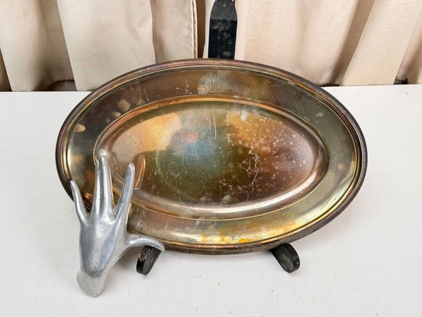 Bandeja Ovalada Christofle Antigua con Grabado Monograma