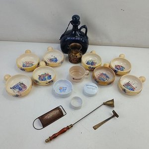 Conjunto de 17 Piezas: Jarra Licorera Buchanan's, Rallador Vintage, Matacandelas y Cuencos Pintados a Mano - imagen 7