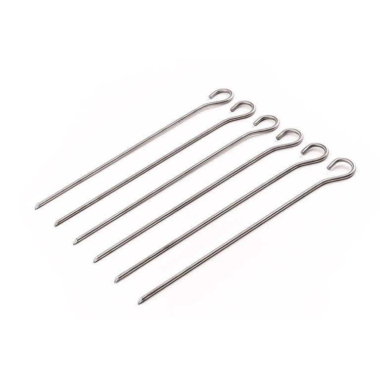6 pinchos de acero inoxidable de 25cm c/u
