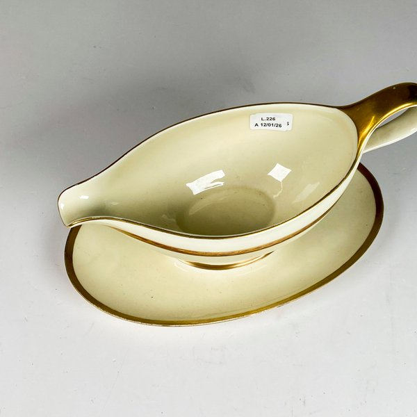 Salsera de porcelana alemana con borde dorado - imagen 3