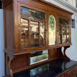 Alacena Antigua de Roble con Alzada Desmontable y Tapa de Mármol - imagen 2