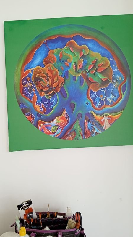 Reproducción "Árbol de la Vida" sobre Tela 90x90 cm