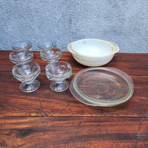 Set de 5 Copas de Vidrio Grueso y Bol de Pirex - imagen 1