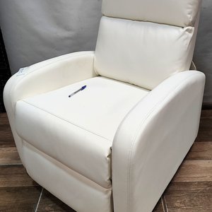 Sillón Reclinable Tapizado en Eco Cuero Blanco con Apoya Pies - imagen 4