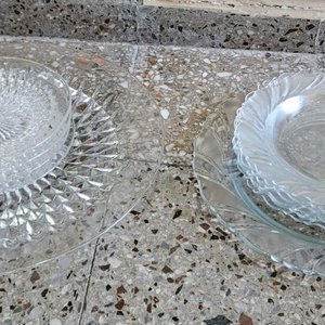 Juego de Bandejas y Platillos de Vidrio Tallado - imagen 1