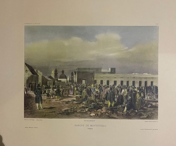 Lámina Antigua "Marché de Montevideo" - Uruguay - Voyage de La Bonite - imagen 1