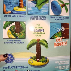 Inflable Tiki Toss Island para Piscina con Apoya Vasos, Juego de Anillos Nuevo en Caja - imagen 4