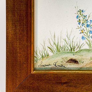 Cuadro sobre azulejo con patos y flores, firmado - imagen 3
