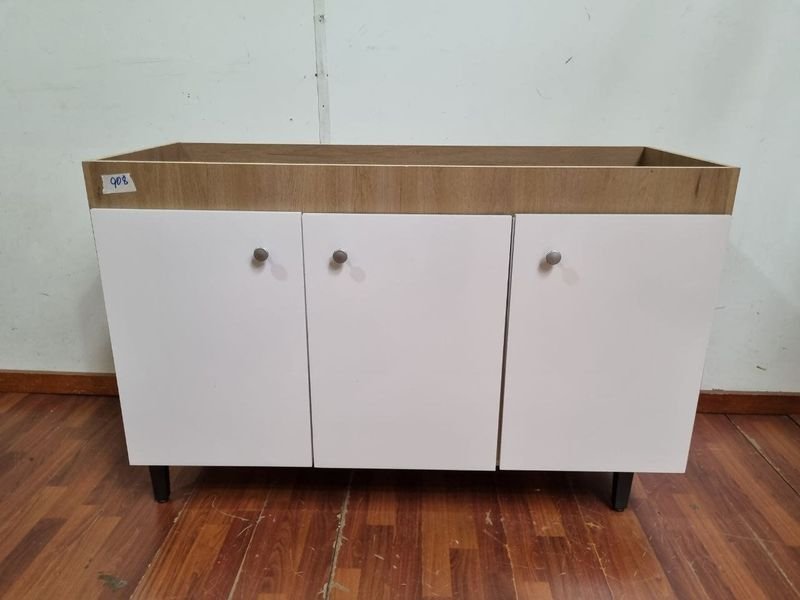 Mueble Bajo Mesada Blanco y Madera con 3 Puertas