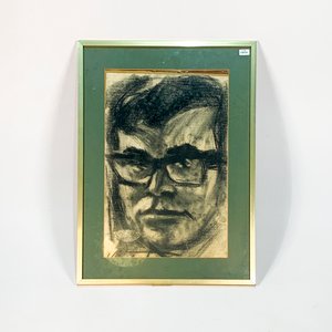 Cuadro a Crayón: Retrato de Hombre con Lentes - imagen 2