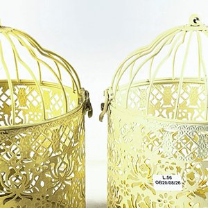 Par de Portavelas Decorativos Jaula Beige - imagen 3