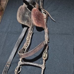 Freno de Caballo Antiguo Completo de Cuero y Metal - imagen 2