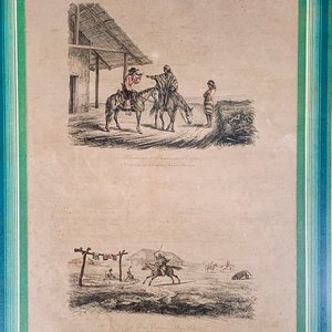 Cuadro Lámina "Gauchos a Caballo" con Marco Dorado - imagen 2