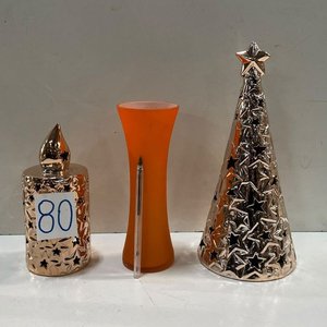 Adornos Navideños: Velón y Árbol de Estrellas, Florero Naranja - imagen 2