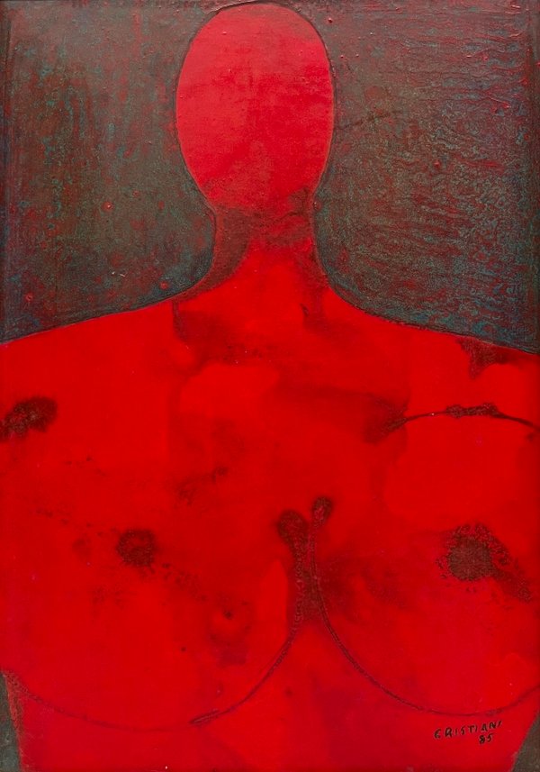 Lote siguiente: Pintura de Ernesto Cristiani 'Figura' en fibra