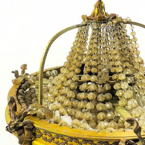 Plafón de Bronce con Cuentas de Cristal y 6 Luces - imagen 3
