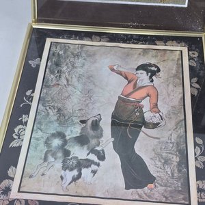 Lote de 6 Cuadros Decorativos: Arte Oriental y Paisajes Marinos con Marcos Dorados - imagen 5