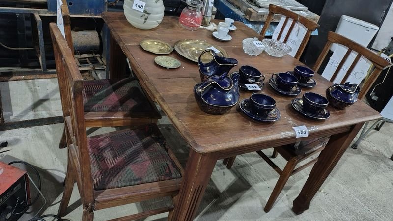 Juego de Comedor de Roble con Mesa Extensible y Sillas Tapizadas - imagen 5