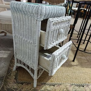 Mesa de Noche de Mimbre Blanco con Vidrio y 2 Respaldos de 1 Plaza - imagen 8