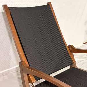 Par de Poltronas Reclinables de Exterior en Madera y Cuerda Náutica Negra - imagen 2