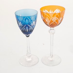 6 Copas Altas de Cristal Tallado Multicolor - imagen 3