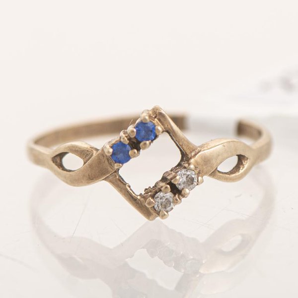 Anillo de Oro con Circonias y Piedras Azules - imagen 1