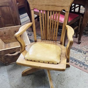 Sillón de Escritorio Antiguo de Roble Macizo Restaurado - imagen 4