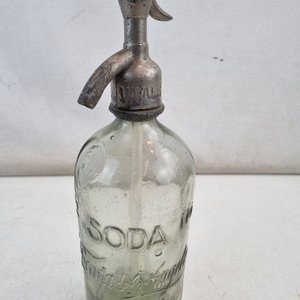 Sifón de Soda Antiguo "Ronda Los Angeles" de Vidrio Grabado - imagen 3