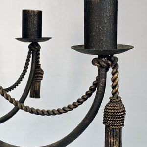 Araña de Metal Negra con Decoración de Cuerdas y Cuatro Luces - imagen 3