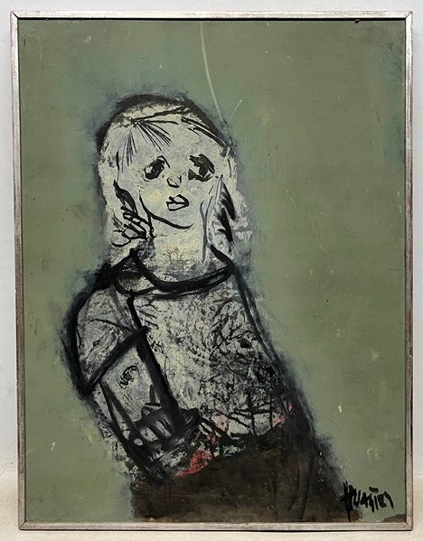 Lote siguiente: Pintura de Hugo Nantes 'Niña' en fibra
