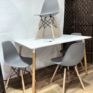 Juego de Comedor Eames Rectangular Laqueado con 4 Sillas Grises - imagen 3