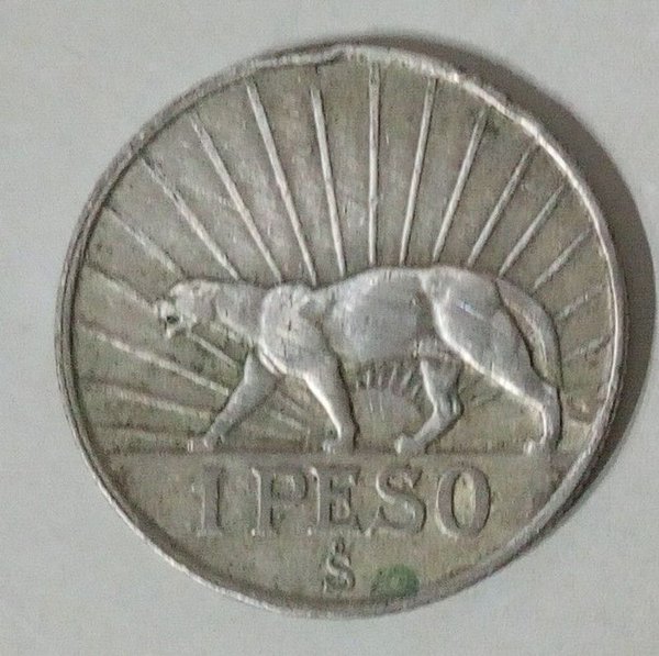 Moneda de Plata Uruguaya 1 Peso 1942 "Puma" - Artigas