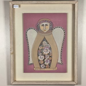 Lote anterior: Obra "Mamushka alada" de Alicia García Arechaga, acrílico sobre fibra con marco vitrina