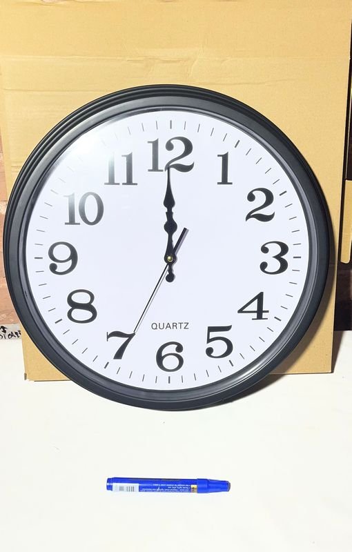 Reloj de Pared Grande Negro Cuarzo 45 cm Diámetro Nuevo
