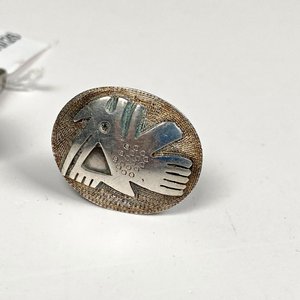 Par de Gemelos Ovalados de Plata con Diseño de Ave - imagen 4