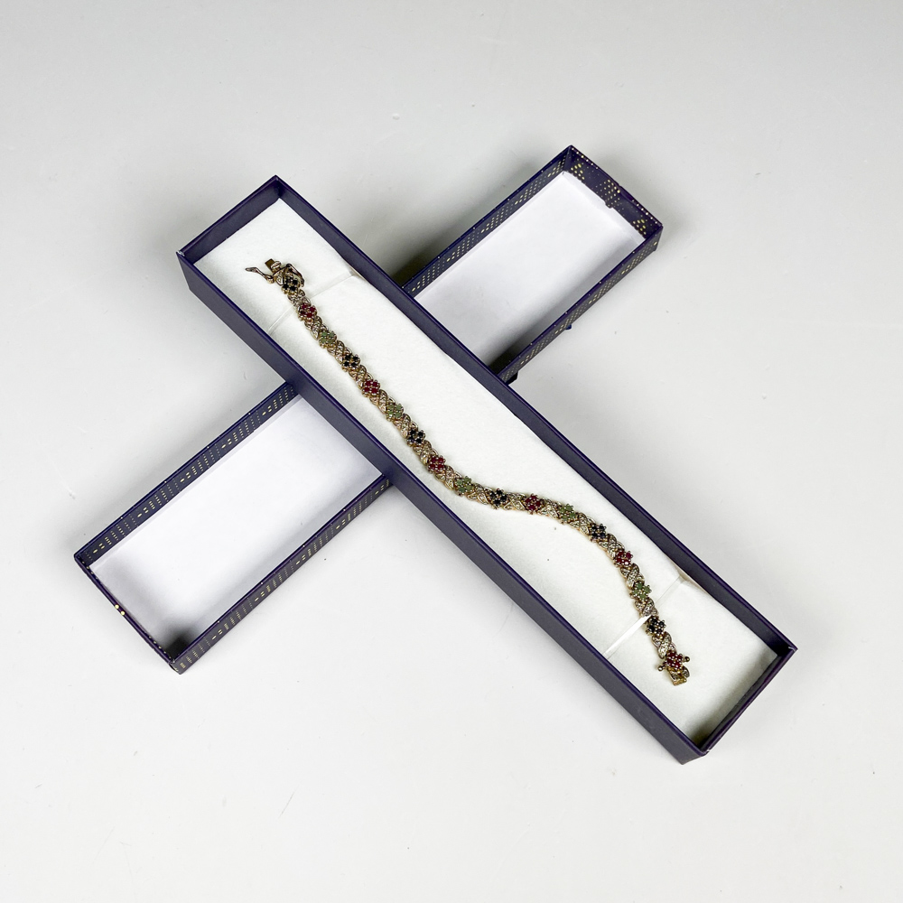 Pulsera de plata con zafiros, rubíes y esmeraldas