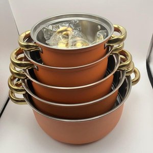 Batería de Ollas de Acero Inoxidable con Mangos Dorados (10 Piezas) - imagen 2