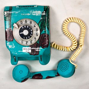 Teléfono Antiguo Esmaltado Floral Antel - imagen 4