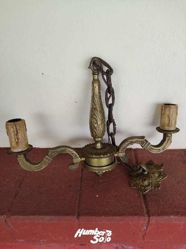 Lámpara de Techo Antigua de Bronce con Cadena - imagen 1