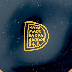 Macetero de Cerámica Griega Negra con Decoración Dorada y Asas - imagen 4