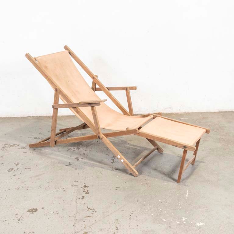 Silla perezoso plegable en madera y lona