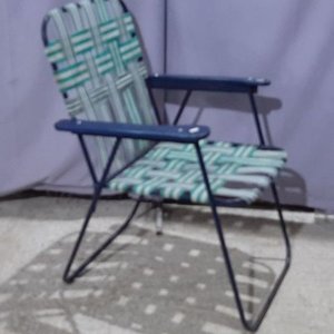 Silla Plegable de Caño con Tiras Verdes y Blancas - imagen 2