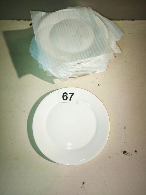 12 Platos Llanos de Loza Blanca, 23 cm - imagen 1