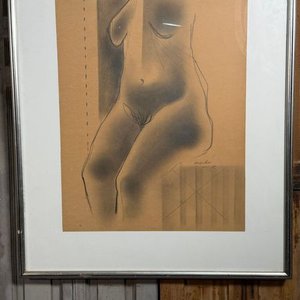 Dibujo "Desnudo" de Vicente Martín, Carbonilla sobre Papel, 65x50 cm - imagen 2