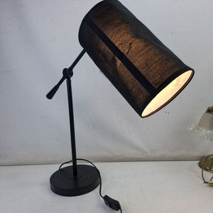 Lote de 3 Lámparas: Mesa con Pantalla Negra y 2 Veladores de Bronce - imagen 4