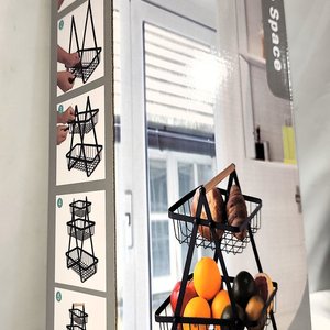 Centro de Mesa Frutero de Hierro Negro con 3 Niveles, Nuevo en Caja - imagen 4