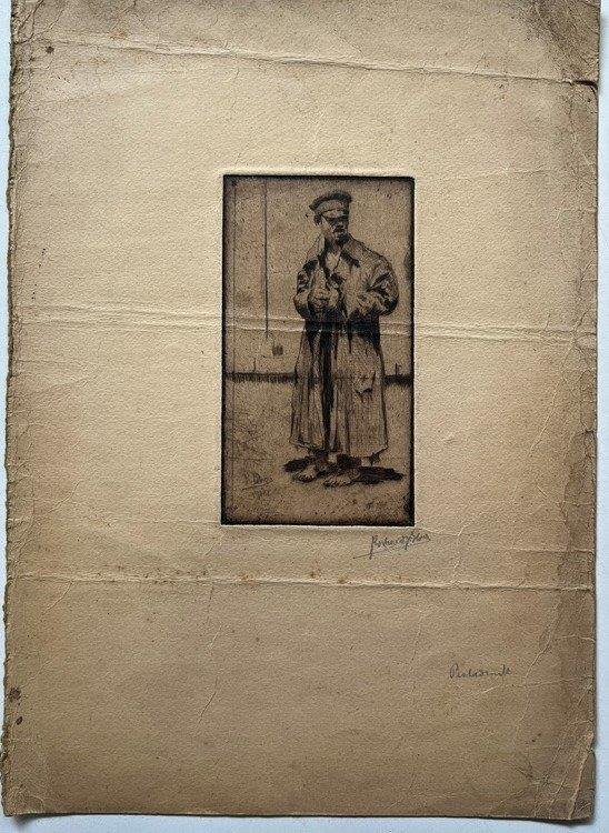 Grabado "Personaje" de R. Bloom, Firmado - imagen 1