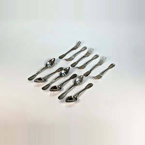 Doce Cubiertos Antiguos de Metal con Monogramas: 6 Tenedores y 6 Cucharas Soperas - imagen 2