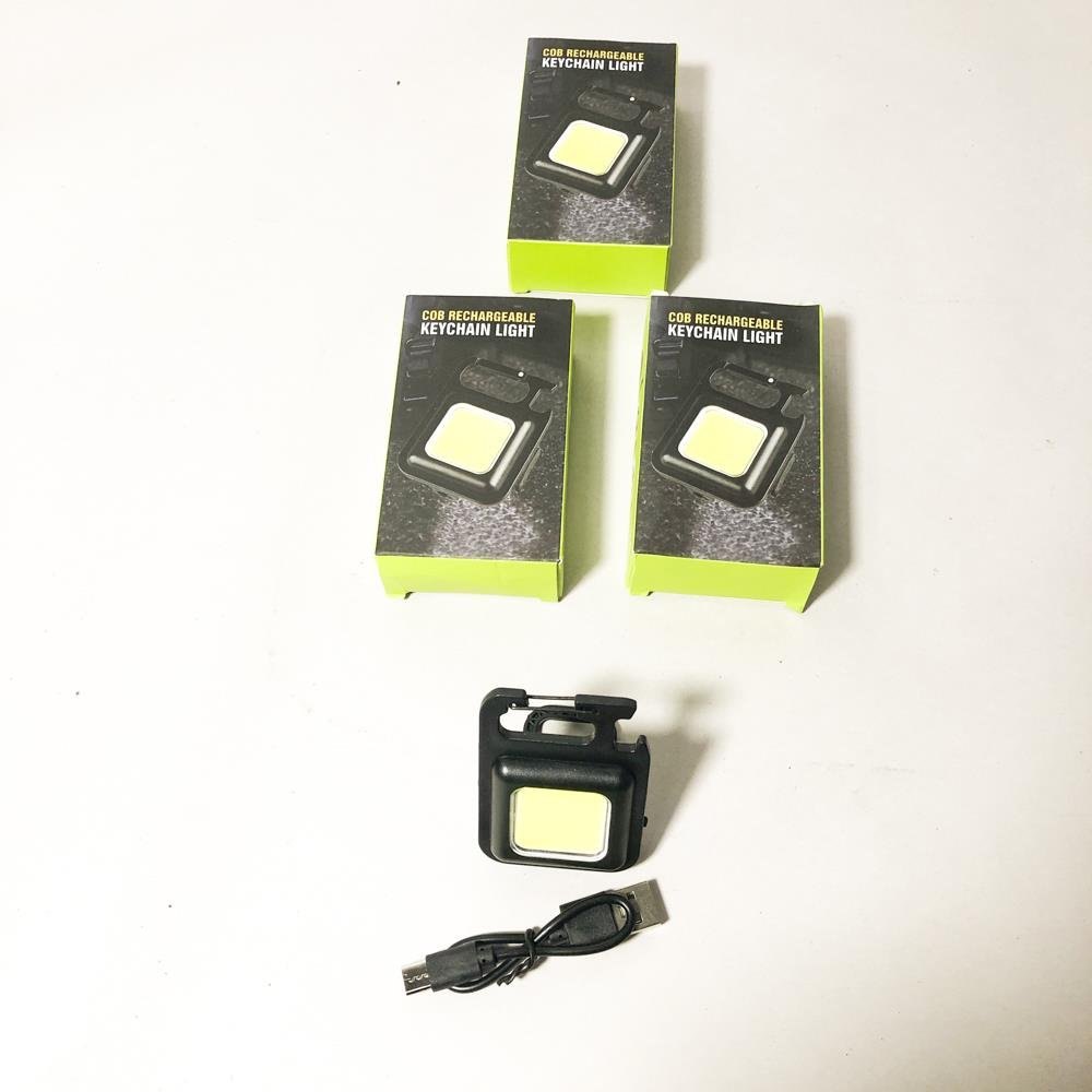 Tres Linternas Recargables COB con Mosquetón y Cable USB